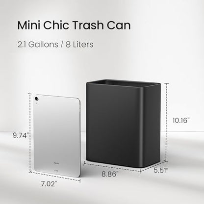Cesun Small Bathroom Trash Can, 2.1 Gallons, Under Sink Wastebasket, Black | Quick Toss Open Top, Stainless Steel Garbage Can, Hand-Safe Rolled Edges, Metal Trash Bin for Office/Bedroom/Near Desk/RV