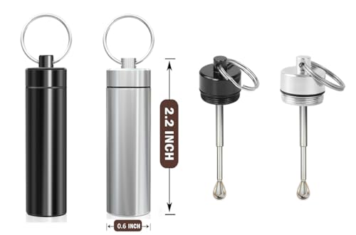 Portable Keychain Spice Jar with Adjustable Spoon,... (Black, Silver)