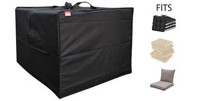 Outdoor Square Cushion/Cover Storage Bag, Protective Zippered Storage Bags with Handles, 32''L x 32''W x 24''H Black