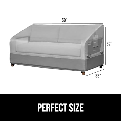 GORILLA GRIP Waterproof Large Outdoor Patio Sofa Cover, 2 Seater 58 Inch, Heavy Duty 600D Furniture Covers Sets for Winter, Keep Cushions Dry, Protects from Sun, Snow, Rain, Windproof, UV Coated