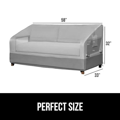 GORILLA GRIP Waterproof Large Outdoor Patio Sofa Cover, 2 Seater 58 Inch, Heavy Duty 600D Furniture Covers Sets for Winter, Keep Cushions Dry, Protects from Sun, Snow, Rain, Windproof, UV Coated