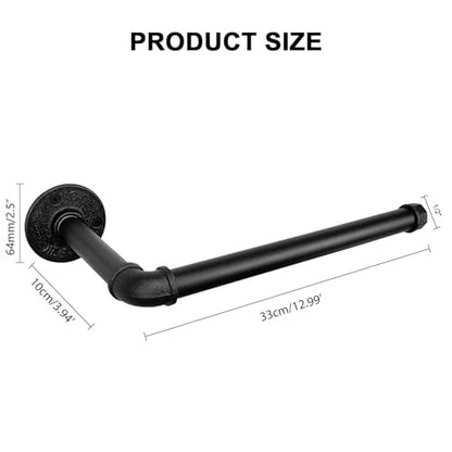 Industrial Iron Pipe Kitchen Paper Towel Holder, Vintage Farmhouse Heavy Duty DIY Industrial Rustic Wall Mount Paper Towel Rack for Kitchen Bathroom (1, Black)