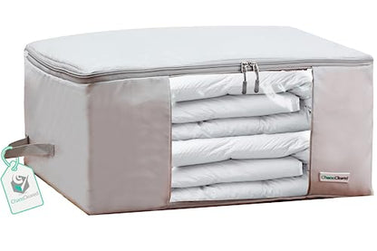Comforter Storage Bag - Folding Organizer bag for King/Queen Comforters, Pillows, Blankets, Bedding/Quilt, Blanket, Duvet, Mothproof Space Saver; Large Collapsible Organizers, 24"x14"x11"