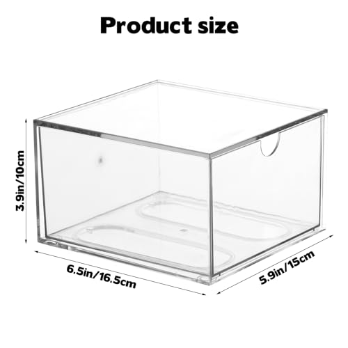 Rainmae Disposable Face Towel Holder, Face Towel Storage Box Bin, Stackable Clear Makeup Organizer with Drawer for Clean Skin Club Face XL Towels Holder for Vanity Bathroom and Makeup Organization