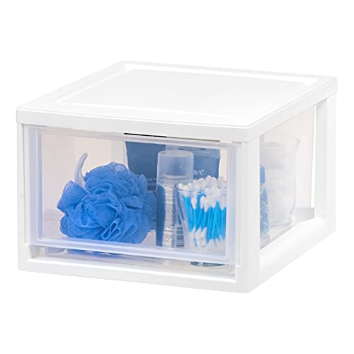 IRIS USA 3-Pack, 14.5 Qt. Stacking Drawer Storage Organizer, White | Store clothing, accessories, pantry items, and household essentials around your home with organized storage solutions