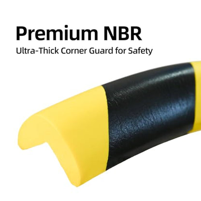 Wall Corner Guards Edge Protector | 16.4 ft | Yellow & Black Warning Stripes | High-Density NBR Foam | Self-Adhesive Bumper for Garage/Warehouse