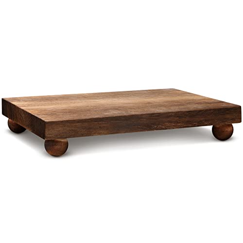 Wood Pedestal Stand Kitchen Soap Tray Farmhouse Wo... (Dark Brown | Wood)