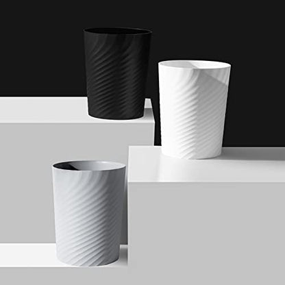 UUJOLY Small Bathroom Trash Can with Bags Garbage Can, 3 Pack, White | Plastic Sturdy Wastebasket Round Bins + 4 Rolls Trash Bags for Bathroom, Kitchen, Laundry, Office, Kids Room, Dorm, 1.8 Gallo