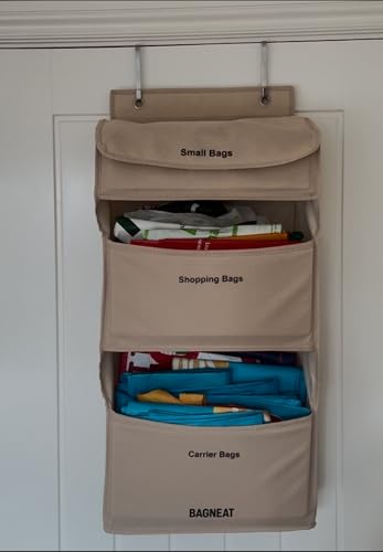 3 in 1 Plastic Bag Holder – Separate Plastic Bags, Reusable Bags & Grocery Bags – Over-the-Door or Wall-Mount Storage Organizer