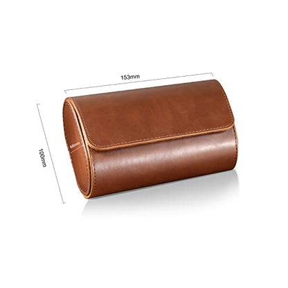 Watch Roll Travel Case for Men and Women- 2 Watch Storage and Organizer | Secure Storage with Innovative Removable Pillows & Solid Dividers for Home, Travel and Display (Brown-2 Slot)