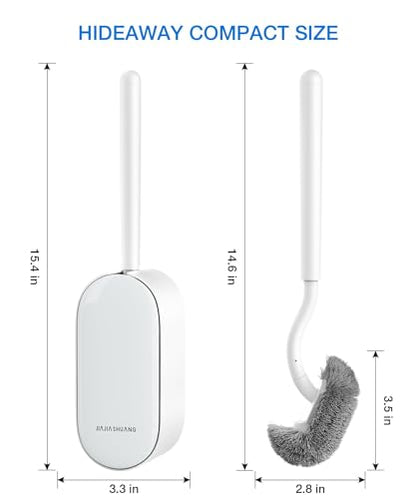 Toilet Bowl Brush and Holder, OSCIOSS Toilet Brush Set with Ergonomic Design, Compact Size, Durable Bristles, RV Toilet Brushes & Holders for Dead Corner Clean (White, 1pack)