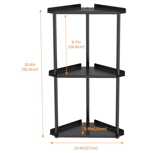 3 Tier Bathroom Counter Organizer, Vanity Organizer Corner Shelf | Skincare, Makeup Countertop Organizers, Kitchen, Bathroom Counter Storage, Black