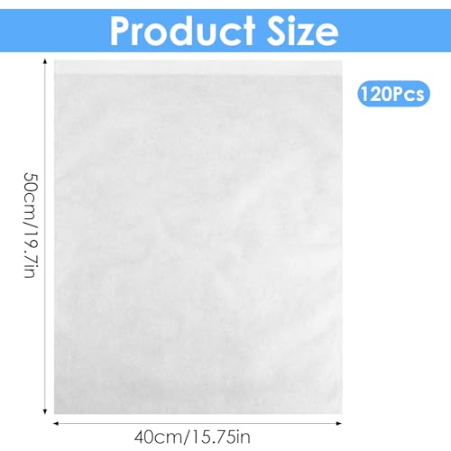 120 Pcs Dust Proof Storage Bags, Breathable Non Woven Fabric Dust Covers with Drawstring for Handbags, Purses, Shoes, and Portable Travel Organizer, 19.7x15.7 Inch, White