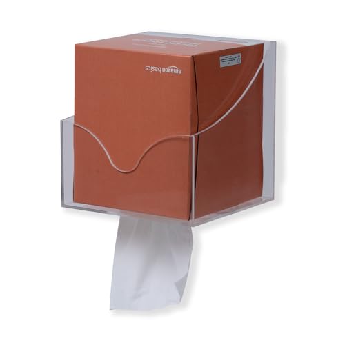 IneVibe Square Tissue Box Holder for Small Spaces Wall Mounted | Place Under Cabinet or Side of Desk, in RV, Bathroom - Acrylic Facial Box Dispenser, Face Down or Sideways in Tight Areas