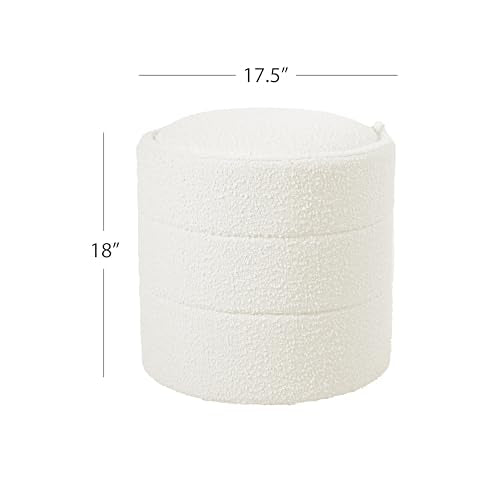 HomePop 18" Storage Round Ottoman - Cream Boucle