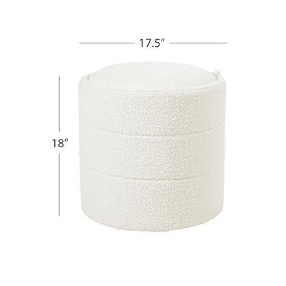 HomePop 18" Storage Round Ottoman - Cream Boucle