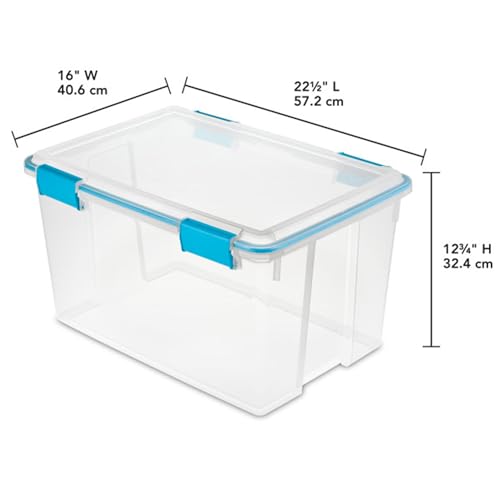 Sterilite 4-Pack 54 Quart Gasket Box, Home Storage Organizer Bins with Lids - Stackable Clear Plastic Containers for Bedroom, Bathroom, Garage, Basement, or Attic