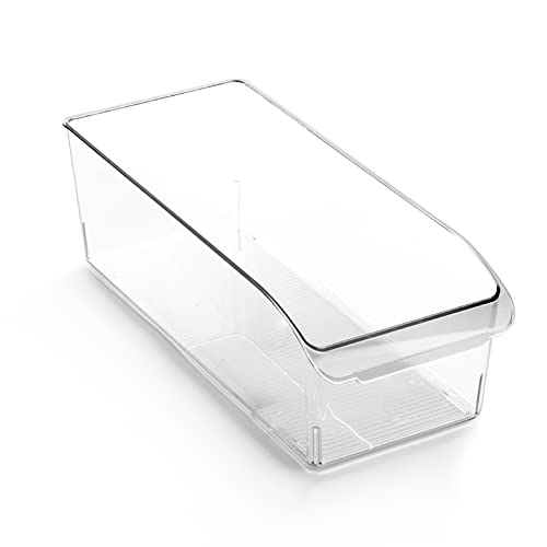 BINO | Plastic Storage Bins, Large | THE CURVE COLLECTION | Multi-Use Fridge / Freezer Organizer | Built-In Handle | BPA-Free | Pantry and Home Organization