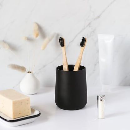 Yew Design Matte Black Bathroom Toothbrush Holder Cup - Round