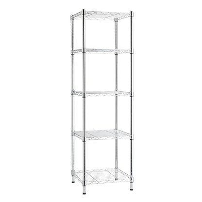 Amazon Basics 5-Shelf Tower Adjustable Storage Shelving Unit, Chrome, 16" x 16" x 54", 150 lbs Per Shelf | Tower