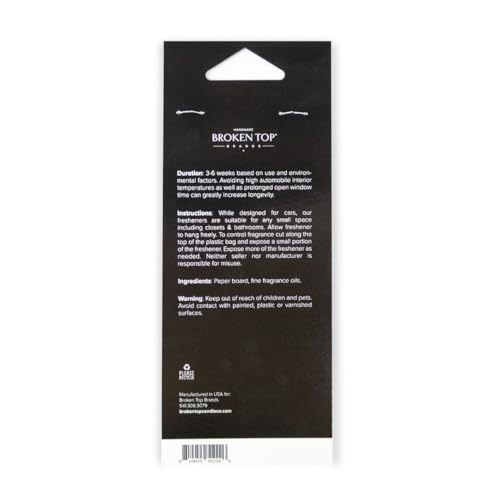 Broken Top Geotanical Car Air Freshener Variety Pack, 6 Pack, 2 Scents | Includes Black Coral Tide and Tobacco Teak hanging fresheners, 3 each