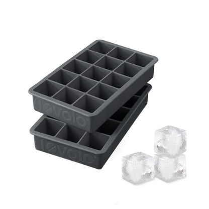 Tovolo Silicone Ice Cube Tray Charcoal Gray Pack of 2 BPA Free Ice Tray Mold for Coffee Drinks Cocktails, Dishwasher Safe Easy Release Perfect 1 Inch Cube Ice Tray for Whiskey Bourbon Spirits