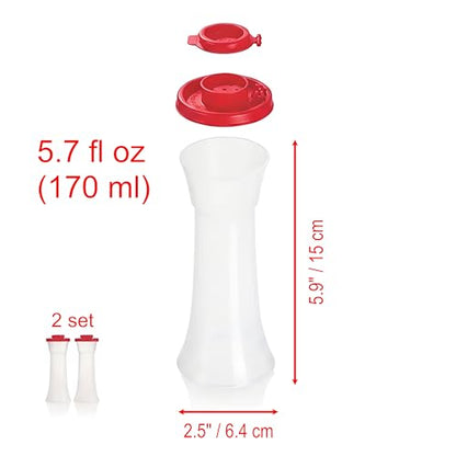 Large Hourglass Salt and Pepper with Red Seals (Red | Plastic)