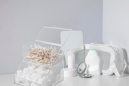 Inevibe Laundry Pod Holder & Dryer Sheet Dispenser with Lids, 2 Compartment | Acrylic Container for Storing Detergent Tablets, Clothes Pins, Dishwasher Pods for Laundry Room Organization