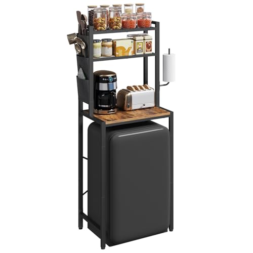 Bakers Rack with Mini Fridge Shelf, 3-Tier Microwa...