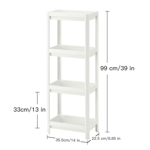 HIEEY 4 Tier Bathroom Shelf,Bathroom Rack, Shelves Organizer, for Laundry Pantry Kitchen Narrow Places