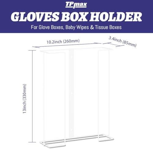 L Size Gloves Box Holder Glovesbox Wire Rack Dispenser for Gloves,Tissues Paper Towels Organizer - Mounting Accessories Included - Holds 3 boxes - Perfect for Lab, Food Service and Home