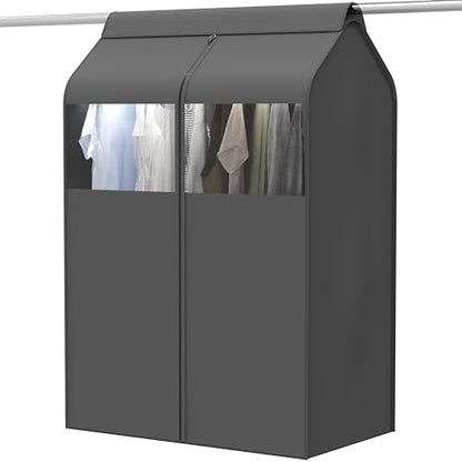 Simple Houseware 30"W x 54"H Garment Cover with Bottom Seal & Clear Window | for Clothes Rack/Closet/Hanging Clothes, Dark Gray