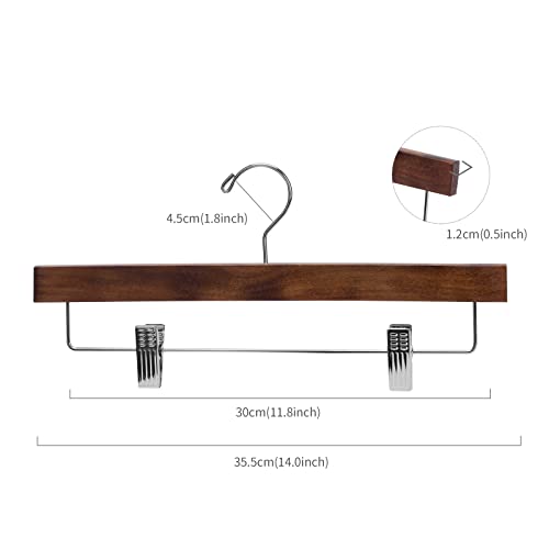 Nature Smile Wooden Pants Skirt Trousers Hangers with Clips (10Pcs Retro) | Lotus Wood Bottom Jeans Hanger with Anti Rust Hook
