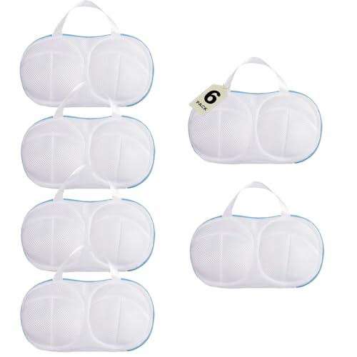 6 Pack Large Bra Washing Bags for Laundry, Bra Protector, Fits A-DDD Cups | Lingerie Bag for Washing Delicates Brassiere, Concealed Zipper, Women’s Bra Washer Protector for Home and Travel Use