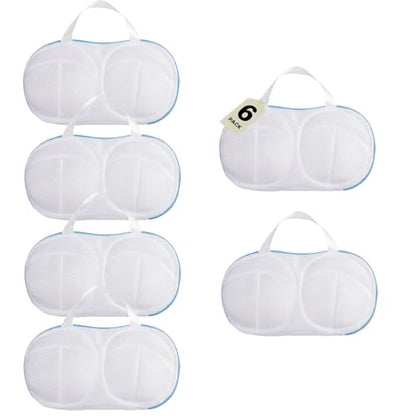 6 Pack Large Bra Washing Bags for Laundry, Bra Protector, Fits A-DDD Cups | Lingerie Bag for Washing Delicates Brassiere, Concealed Zipper, Women’s Bra Washer Protector for Home and Travel Use