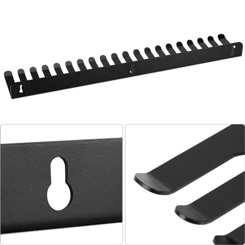 QWORK Cable Hanger Organizer for Efficient Cable Management - 19 Slots Each, 2-Pack, Wall Shelf Mount, Black - Ideal for Home and Office, Supports Various Cables