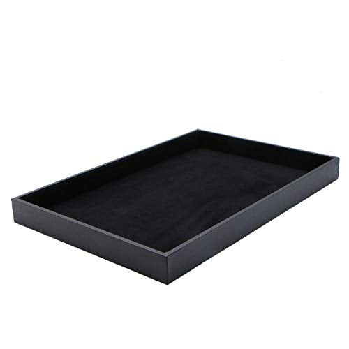 Velvet Jewelry Tray for Drawers Black Jewelrys Display Tray Stackable Jewelry Organizer Trays for Necklace Bracelet Ring Watch (1, Black)