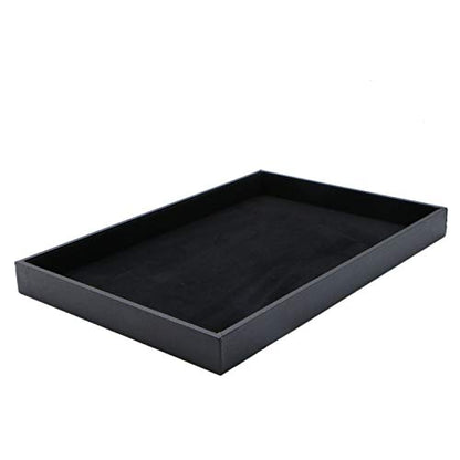 Velvet Jewelry Tray for Drawers Black Jewelrys Display Tray Stackable Jewelry Organizer Trays for Necklace Bracelet Ring Watch (1, Black)