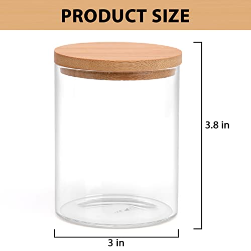 BKYFPQ 2 Pack Glass Qtip Holder Dispenser for Cotton Ball,Swab,Pads,Floss | Apothecary Jars with Lids,Vanity Makeup Organizer and Bathroom Canister Storage Organizer