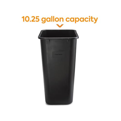 COASTWIDE Indoor Trash Can Without Lid, Black Plastic, 10.25 Gallon