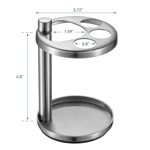Toothbrush & Toothpaste Holder for Bathroom Countertop, Metal Electric Toothbrush Stand with Razor Slot, Ideal Design Caddy for Kids & Family, Brushed Silver