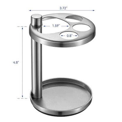 Toothbrush & Toothpaste Holder for Bathroom Countertop, Metal Electric Toothbrush Stand with Razor Slot, Ideal Design Caddy for Kids & Family, Brushed Silver