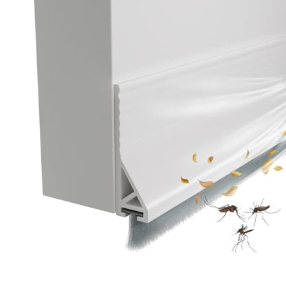 cuysfead 39" Door Draft Stopper for Bottom of Door with Brush,Strong Adhesive Under Door Sweep for Exterior & Interior,Soundproof Door Gap Filler Bottom Seal Dust Blocker and Noise Stopper,White