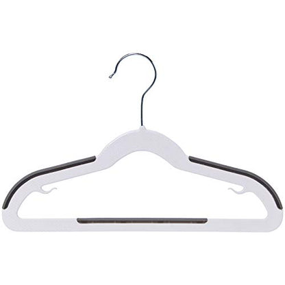 Amazon Basics Plastic Kids Clothes Hangers, Non-Slip, White and Black, 12.8" x 8" x 0.2", 30-Pack