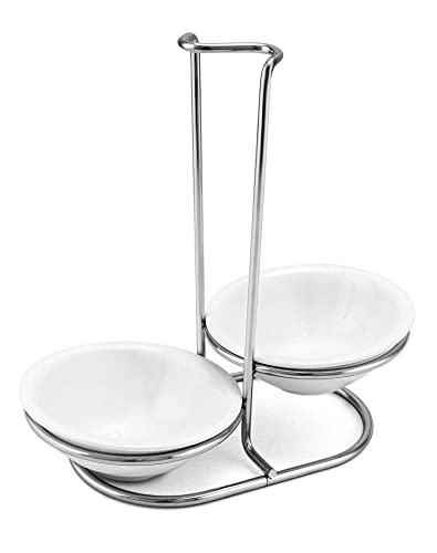 Standing Spoon Rest, Ceramic Cutlery Stand Upright... (White/Silver | Ceramic)