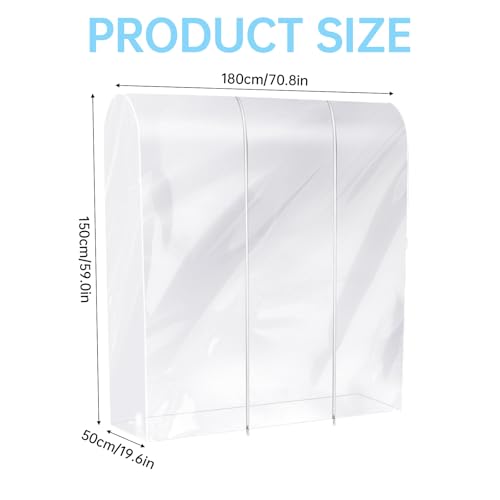 Clear Clothes Rack Cover 6Ft Garment Rack Cover Transparent Clothing Rack Cover With 2 Durable Zipper Waterproof Protector for Garment Rack (71"L x 20"W x 60"H, Rack Not Included)