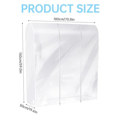 Clear Clothes Rack Cover 6Ft Garment Rack Cover Transparent Clothing Rack Cover With 2 Durable Zipper Waterproof Protector for Garment Rack (71"L x 20"W x 60"H, Rack Not Included)