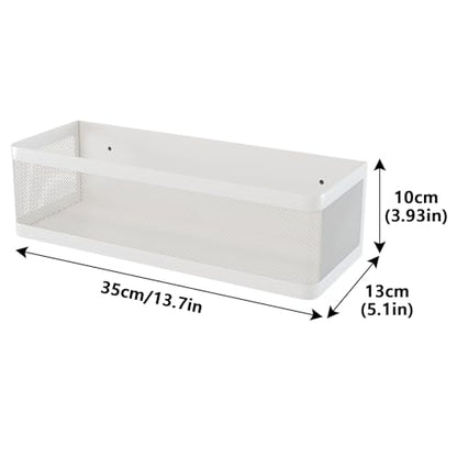 Magnetic Shelf for Washing Machine, White, L13.78in*W5.12in*H3.94in | Magnetic Organizer for Laundry, Hanging Basket Storage, Magnetic Fridge Shelves, Spice Rack for Refridgerator, 16.5-lb load