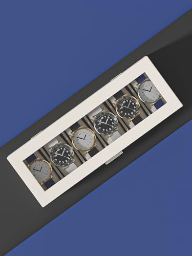 Watch Display Case For Men,Leather Watch Organizer Box,Watch Collection Storge Holder For Women,Watch Travel Organizer Tray (Beige Velvet, 6 slots)