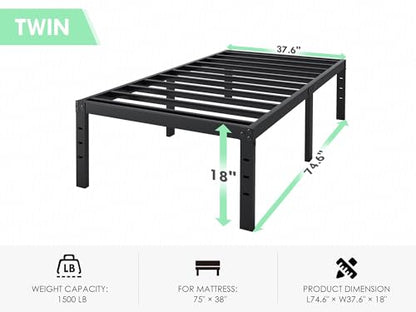 Twin Bed Frame - 18 in Sturdy Platform Bed Frame Twin Size